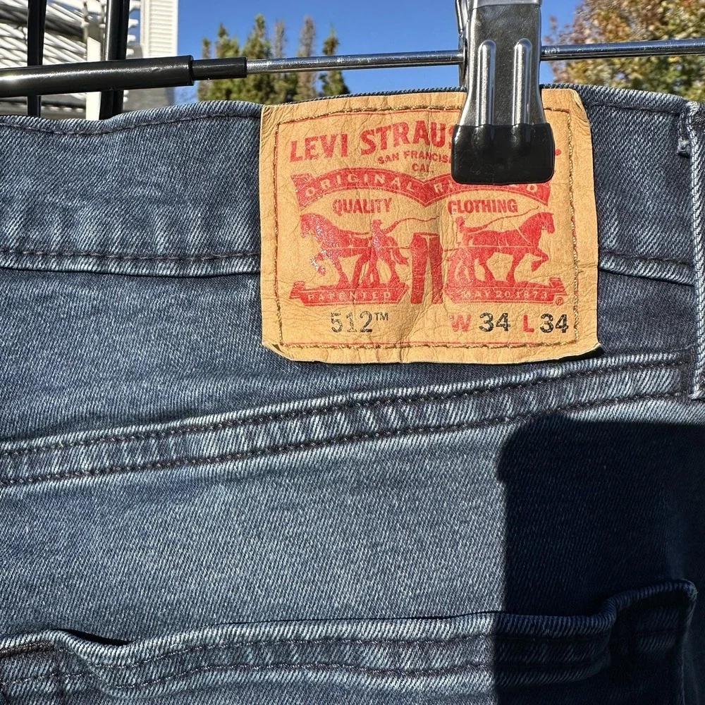 LEVI'S 512 Slim Taper Flex Jeans Men's 34x34 Blue Gray Stretch Denim MidRise EUC